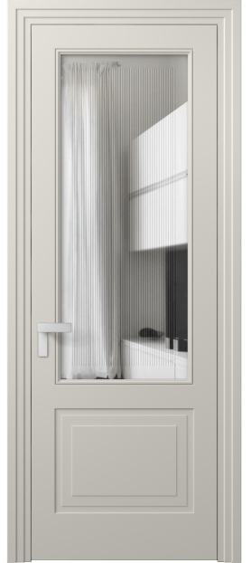 Дверь межкомнатная 8352 МОС Прозрачное стекло с гравировкой Rocca. Цвет Матовый облачно-серый. Материал Гладкая эмаль. Коллекция Rocca. Картинка.