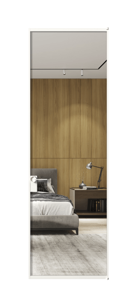 Дверь межкомнатная АЛПЛ040.01 Зеркало триплекс БЕЛ. Цвет Алюминий Белый. Материал Алюминий. Коллекция Formato. Картинка.