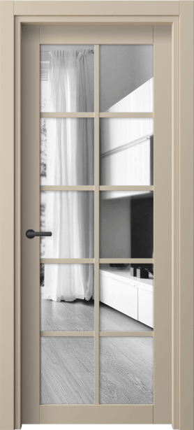 Дверь межкомнатная 2106 ПЭСБ Двустороннее зеркало. Цвет ПЭТ светло-бежевый. Материал ПЭТ. Коллекция Neo. Картинка.