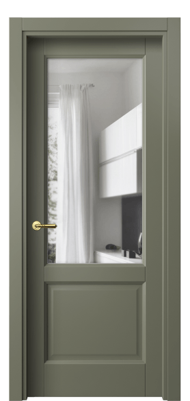 Межкомнатная дверь 1422 МОТ Прозрачное стекло. Цвет Матовый оливковый тёмный. Материал Гладкая эмаль. Коллекция Galant. Фото. Дверь межкомнатная 1422 МОТ Прозрачное стекло. Цвет Матовый оливковый тёмный. Материал Гладкая эмаль. Коллекция Galant. Картинка.