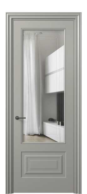 Дверь межкомнатная 8442 МНСР Прозрачное стекло с гравировкой Mascot. Цвет Матовый нейтральный серый. Материал Гладкая эмаль. Коллекция Mascot. Картинка.