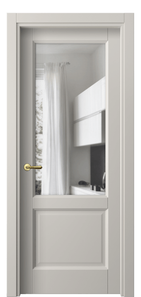 Дверь межкомнатная 1422 МОС Прозрачное стекло. Цвет Матовый облачно-серый. Материал Гладкая эмаль. Коллекция Galant. Картинка.